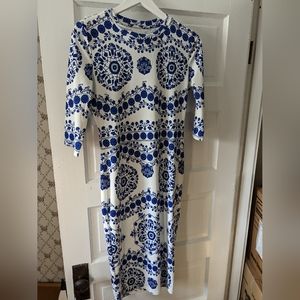 Blue & White Midi Dress